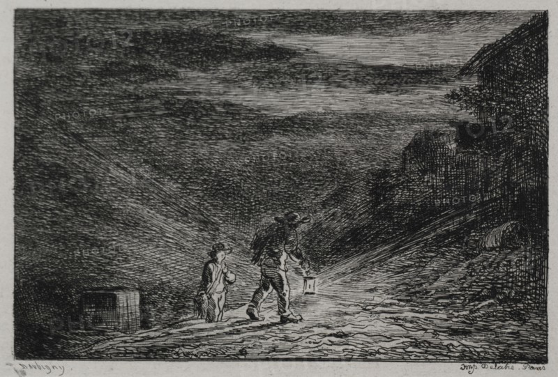 The Boat Trip:  The Search for an Inn, 1861. Charles François Daubigny (French, 1817-1878). Wove paper with chine; sheet: 31.5 x 44.2 cm (12 3/8 x 17 3/8 in.); platemark: 12.9 x 18.2 cm (5 1/16 x 7 3/16 in.).