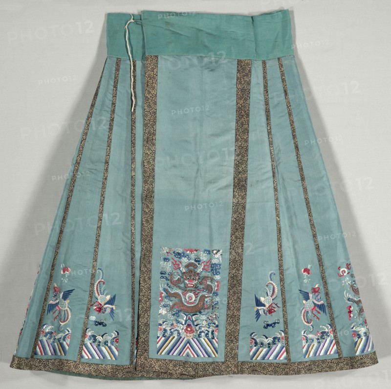 Woman's Bridal Dress, Pleated Skirt, 1800s. China, Qing Dynasty, late 19th century. Embroidery: silk, gilt-metal thread; overall: 94.6 x 86.4 cm (37 1/4 x 34 in.)