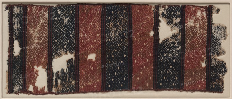 Textile Fragment with Interlace Pattern, 700-400 BC. Peru, South Coast, Paracas (700 BC - AD 1), Yauca Valley?. Camelid fiber and cotton; brocaded plain-weave; overall: 51.8 x 21.3 cm (20 3/8 x 8 3/8 in.).