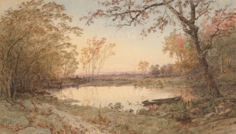 Landscape (Hastings-on-Hudson), 1888. Jasper F. Cropsey (American, 1823-1900). Watercolor over graphite; sheet: 39.5 x 57 cm (15 9/16 x 22 7/16 in.); image: 30.6 x 53.3 cm (12 1/16 x 21 in.).