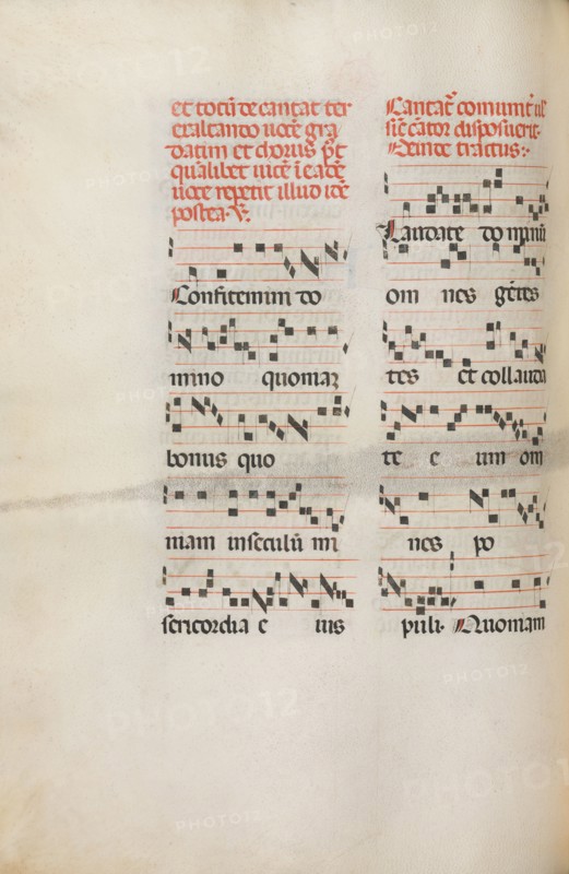 Missale: Fol. 171v: Music for "Alleluia" etc. at beginning of Easter, 1469. Bartolommeo Caporali (Italian, c. 1420-1503), assisted by Giapeco Caporali (Italian, d. 1478). Ink; overall: 35 x 25 cm (13 3/4 x 9 13/16 in.).
