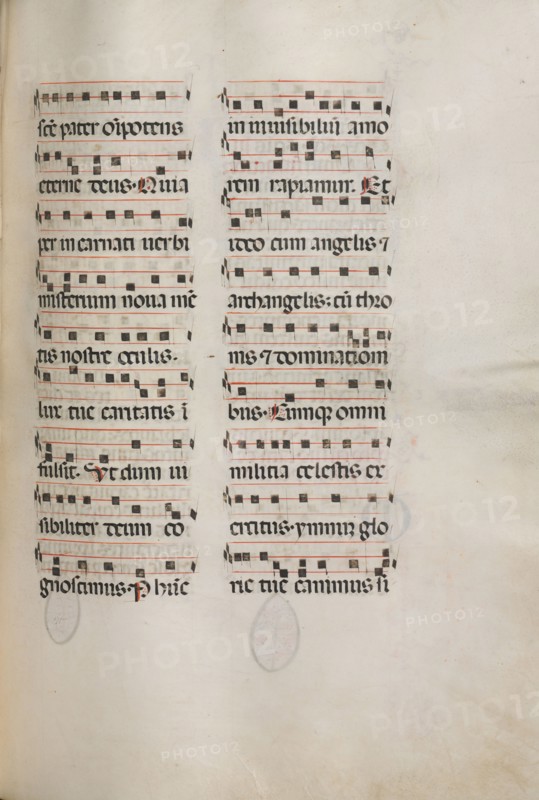 Missale: Fol. 177: Music for various ordinary prayers, 1469. Bartolommeo Caporali (Italian, c. 1420-1503), assisted by Giapeco Caporali (Italian, d. 1478). Ink; overall: 35 x 25 cm (13 3/4 x 9 13/16 in.)