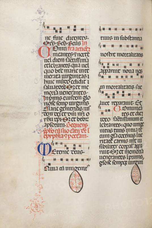 Missale: Fol. 177v: Music for various ordinary prayers, 1469. Bartolommeo Caporali (Italian, c. 1420-1503), assisted by Giapeco Caporali (Italian, d. 1478). Ink; overall: 35 x 25 cm (13 3/4 x 9 13/16 in.).
