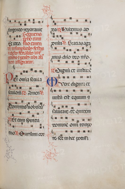 Missale: Fol. 179: Music for various ordinary prayers, 1469. Bartolommeo Caporali (Italian, c. 1420-1503), assisted by Giapeco Caporali (Italian, d. 1478). Ink; overall: 35 x 25 cm (13 3/4 x 9 13/16 in.)
