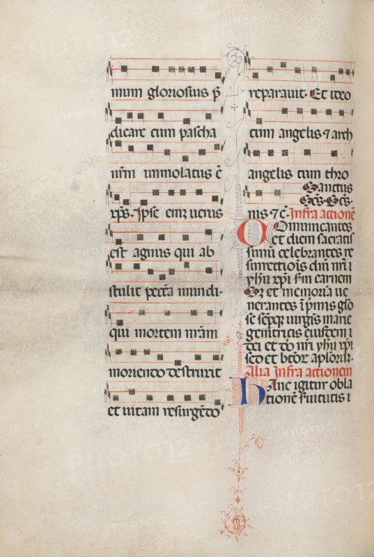 Missale: Fol. 179v: Music for various ordinary prayers, 1469. Bartolommeo Caporali (Italian, c. 1420-1503), assisted by Giapeco Caporali (Italian, d. 1478). Ink; overall: 35 x 25 cm (13 3/4 x 9 13/16 in.)