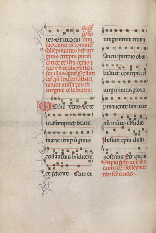 Missale: Fol. 181v: Music for various ordinary prayers, 1469. Bartolommeo Caporali (Italian, c. 1420-1503), assisted by Giapeco Caporali (Italian, d. 1478). Ink; overall: 35 x 25 cm (13 3/4 x 9 13/16 in.)