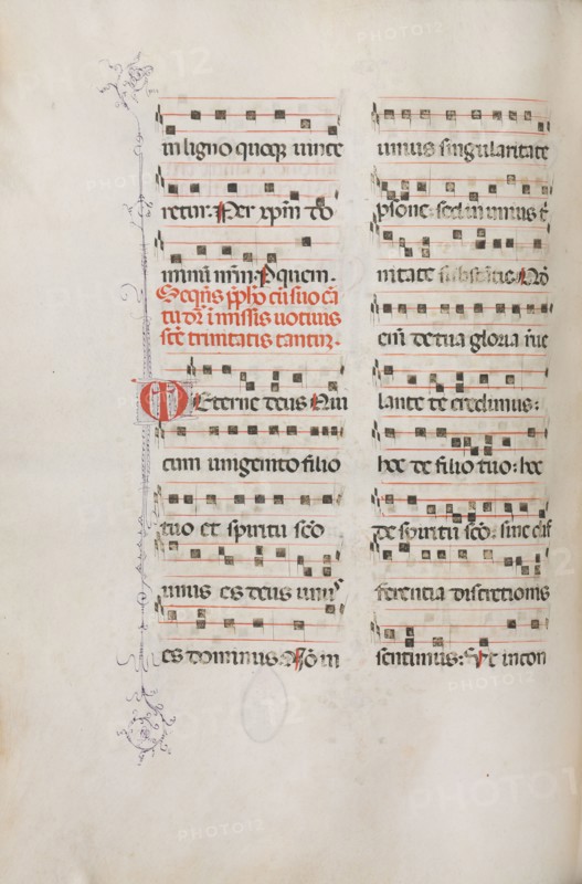 Missale: Fol. 182v: Music for various ordinary prayers, 1469. Bartolommeo Caporali (Italian, c. 1420-1503), assisted by Giapeco Caporali (Italian, d. 1478). Ink; overall: 35 x 25 cm (13 3/4 x 9 13/16 in.)