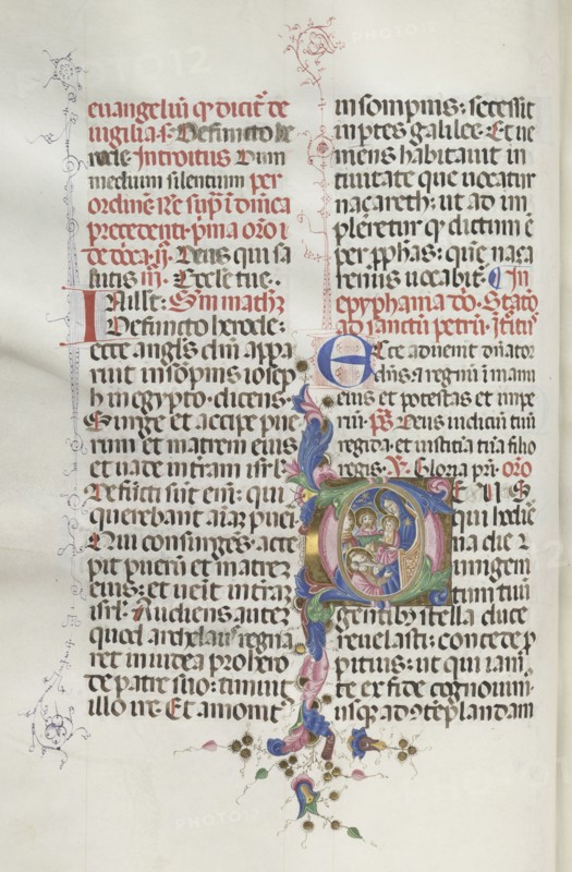 Missale: Fol. 30v: Adoration of the Magi, 1469. Bartolommeo Caporali (Italian, c. 1420-1503), assisted by Giapeco Caporali (Italian, d. 1478). Ink, tempera and burnished gold on vellum ; overall: 35 x 25 cm (13 3/4 x 9 13/16 in.)