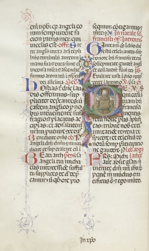 Missale: Fol. 318v: Saint Francis, 1469. Bartolommeo Caporali (Italian, c. 1420-1503), assisted by Giapeco Caporali (Italian, d. 1478). Ink, tempera and burnished gold on vellum ; overall: 35 x 25 cm (13 3/4 x 9 13/16 in.)