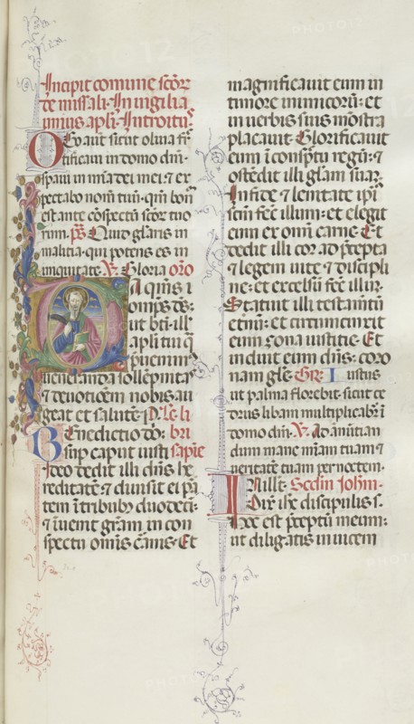Missale: Fol. 327: Saint Bartholomew, 1469. Bartolommeo Caporali (Italian, c. 1420-1503), assisted by Giapeco Caporali (Italian, d. 1478). Ink, tempera and burnished gold on vellum ; overall: 35 x 25 cm (13 3/4 x 9 13/16 in.).