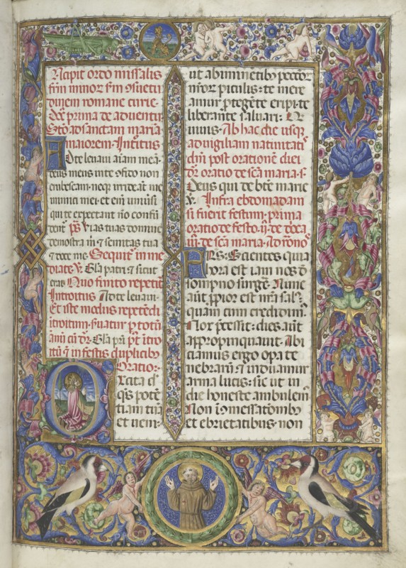Missale: Fol. 9: Ordo Missalis (full borders), 1469. Bartolommeo Caporali (Italian, c. 1420-1503), assisted by Giapeco Caporali (Italian, d. 1478). Ink, tempera and burnished gold on vellum ; overall: 35 x 25 cm (13 3/4 x 9 13/16 in.).