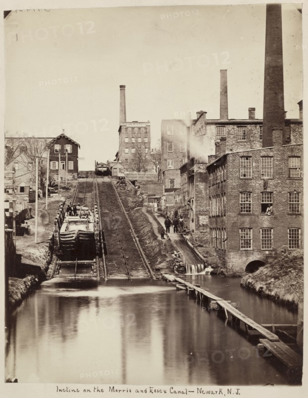 Incline on the Morris and Essex Canal, Newark, New Jersey, c. 1870. Unidentified Photographer. Albumen print from wet collodion negative; image: 24.6 x 19.2 cm (9 11/16 x 7 9/16 in.); mounted: 35.5 x 27.8 cm (14 x 10 15/16 in.); matted: 50.8 x 40.6 cm (20 x 16 in.).