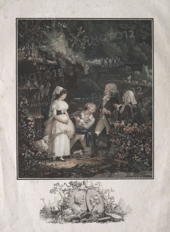 Annette and Lubin, 1789. Philibert Louis Debucourt (French, 1755-1832). Color engraving and etching; sheet: 47.3 x 35 cm (18 5/8 x 13 3/4 in.); platemark: 40.8 x 30.9 cm (16 1/16 x 12 3/16 in.)