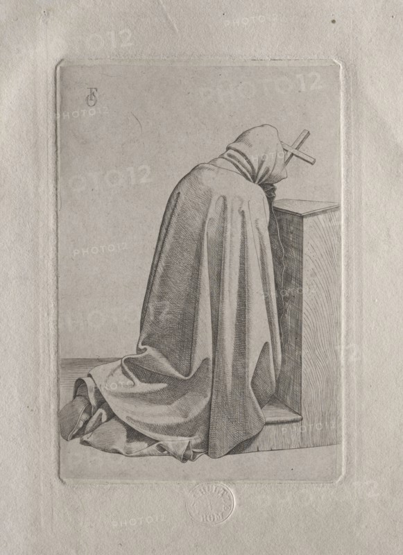 A Praying Monk, 1826. Johann Friedrich Overbeck (German, 1789-1869), Carl Schulze. Etching; sheet: 16.8 x 12.6 cm (6 5/8 x 4 15/16 in.); platemark: 11.4 x 7.6 cm (4 1/2 x 3 in.)