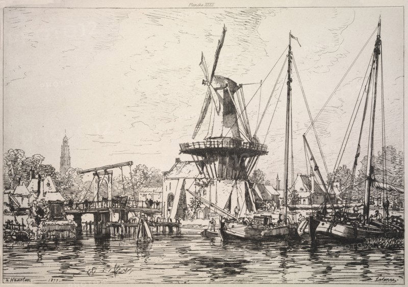 At Harlem (Holland), 1877. Maxime Lalanne (French, 1827-1886). Etching; sheet: 25.4 x 34.5 cm (10 x 13 9/16 in.); image: 20.9 x 30.3 cm (8 1/4 x 11 15/16 in.)