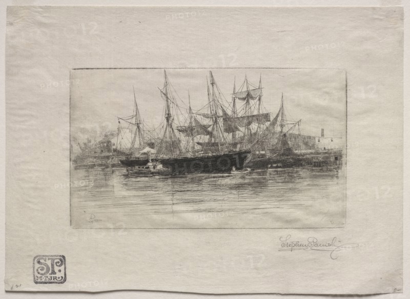 Point Breeze Oil Wharves, 1880. Stephen Parrish (American, 1846-1938). Etching; sheet: 24 x 33.3 cm (9 7/16 x 13 1/8 in.); platemark: 13.5 x 23.3 cm (5 5/16 x 9 3/16 in.)