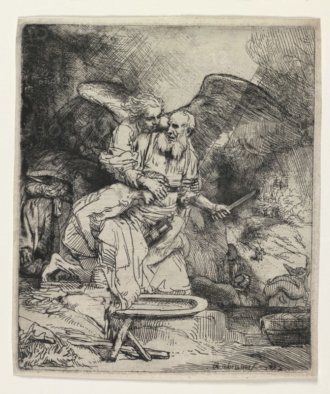 Abraham's Sacrifice, 1655. Rembrandt van Rijn (Dutch, 1606-1669). Etching and drypoint; sheet: 16.1 x 13.8 cm (6 5/16 x 5 7/16 in.); platemark: 15.6 x 13.2 cm (6 1/8 x 5 3/16 in.).