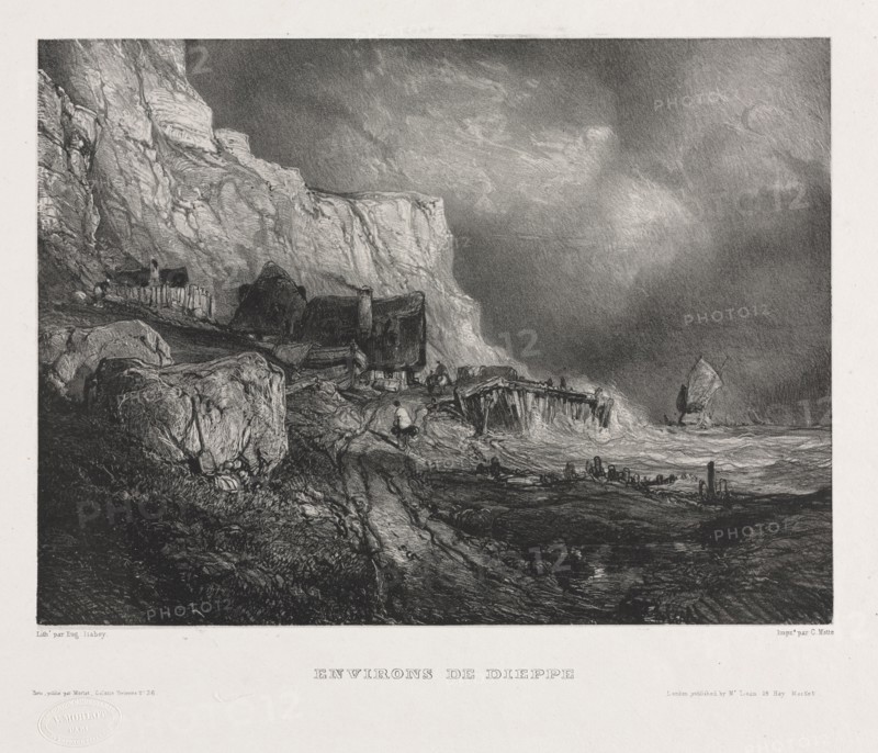 Six Marines, 1833. Eugène Isabey (French, 1803-1886). Lithograph on chine collé; sheet: 36.7 x 55.6 cm (14 7/16 x 21 7/8 in.); platemark: 21.4 x 28.8 cm (8 7/16 x 11 5/16 in.).
