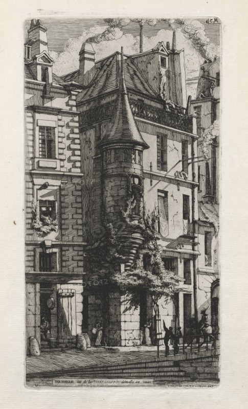 House with a Turret, rue de la Tixéranderie, Paris, 1852. Charles Meryon (French, 1821-1868). Etching; sheet: 49 x 32 cm (19 5/16 x 12 5/8 in.); platemark: 25 x 13.3 cm (9 13/16 x 5 1/4 in.)