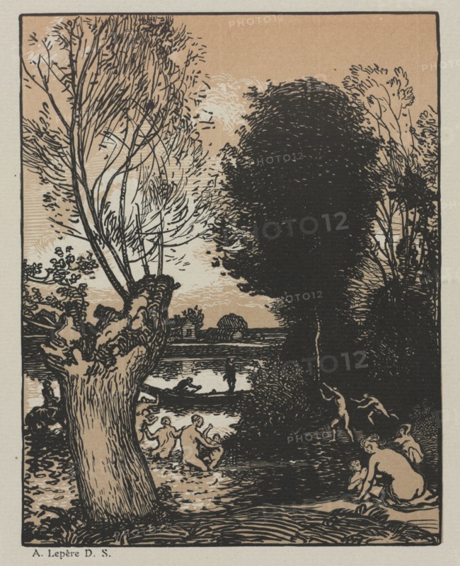 Annuaire de Graveure Francaise: Summer Evening, 1910. Auguste Louis Lepère (French, 1849-1918). Woodcut in black and brown; sheet: 21.5 x 16.6 cm (8 7/16 x 6 9/16 in.); platemark: 15.2 x 12 cm (6 x 4 3/4 in.)