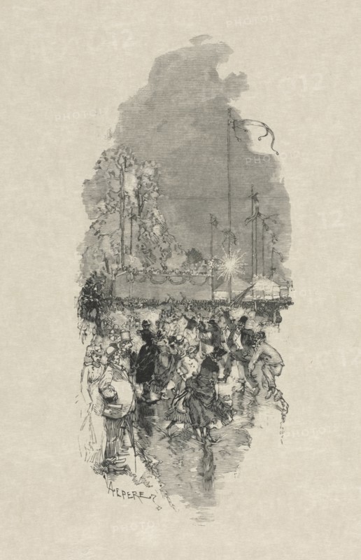 [Festival]. Auguste Louis Lepère (French, 1849-1918). Wood engraving; sheet: 31 x 46.4 cm (12 3/16 x 18 1/4 in.); platemark: 22 x 10.5 cm (8 11/16 x 4 1/8 in.).