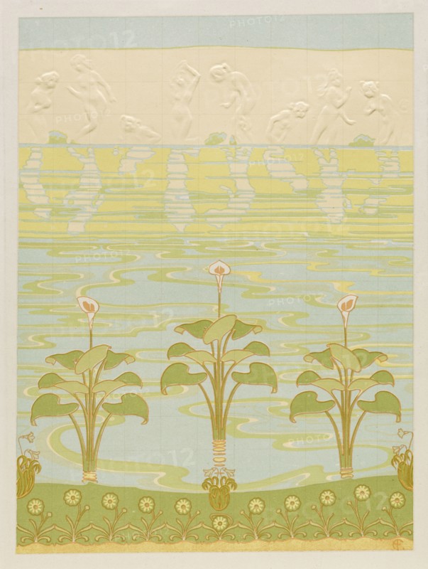 Decoration in Enameled Tiles for Bathroom, 1898. Félix Albert Anthyme Aubert (French, 1866-1940), and Alexandre-Louis-Marie Charpentier (French, 1856-1909). Embossed color lithograph; sheet: 28.7 x 19.3 cm (11 5/16 x 7 5/8 in.); image: 22.3 x 16.5 cm (8 3/4 x 6 1/2 in.)