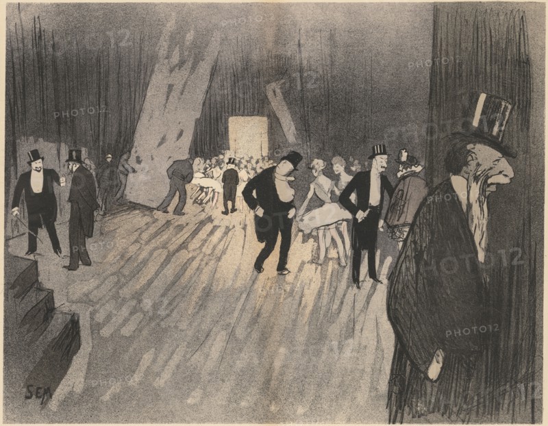 Backstage of the Ballet, c. 1900. Sem (Georges Gourçat) (French, 1863-1934). Lithograph hand-colored with watercolor; sheet: 49.8 x 67.5 cm (19 5/8 x 26 9/16 in.); image: 42.3 x 54.1 cm (16 5/8 x 21 5/16 in.)