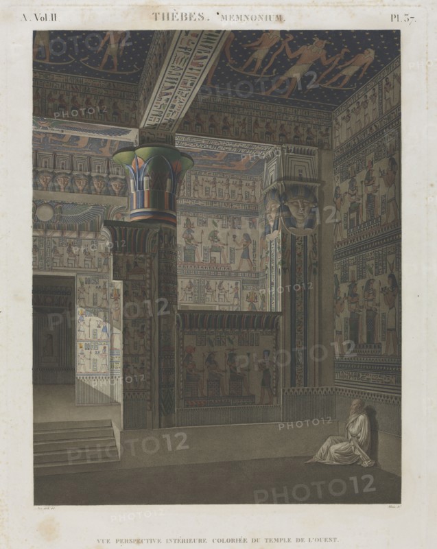 Description of Egypt: Thebes. Memnonium, Vol. II, Pl. 37, 1821. Louis-Jean Allais (French, 1762-1833), after Le Père (French). Etching, hand-colored