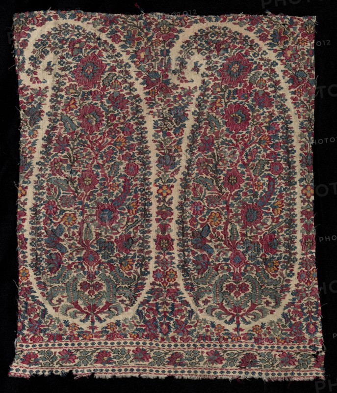 Long Shawl Fragment, 1820-1825. India, Kashmir, 19th century. 2/2 twill tapestry weave, double interlocked; wool; overall: 33 x 28.5 cm (13 x 11 1/4 in.).