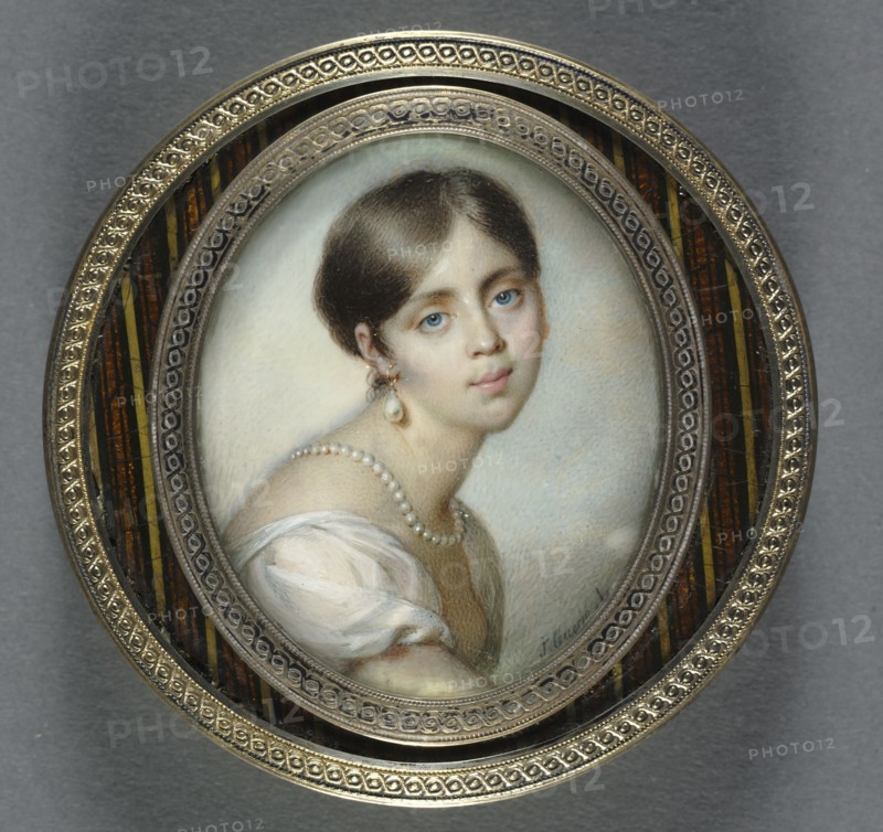 Portrait of a Young Woman in White, 1805. Jean-Urbain Guérin (French, 1760-1836). Watercolor on ivory mounted on a box; box: 7.8 x 3.4 cm (3 1/16 x 1 5/16 in.); unframed: 5.7 x 4.7 cm (2 1/4 x 1 7/8 in.).