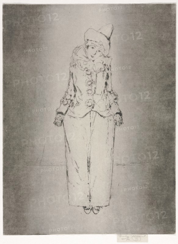 Pierrot en Pied, Portrait of Lady A. C., 1888. Theodore Roussel (French, 1847-1926). Etching
