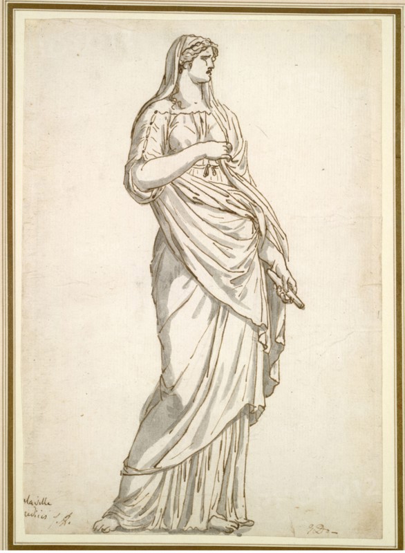 Study of the Sabine Statue from the Villa Medici, c. 1775-1780. Jacques-Louis David (French, 1748-1825). Pen and brown ink and brush and gray wash; sheet: 21.4 x 14.8 cm (8 7/16 x 5 13/16 in.).