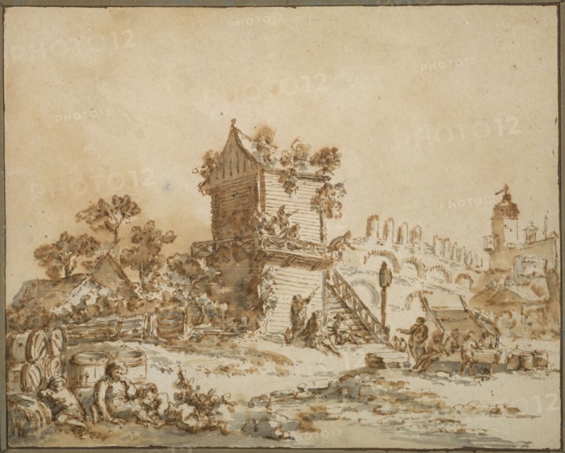 The Moscow Tavern, c. 1773. Jean Baptiste Le Prince (French, 1734-1781). Pen and brown ink and brush and brown and gray wash on white laid paper; sheet: 19.5 x 24.2 cm (7 11/16 x 9 1/2 in.).