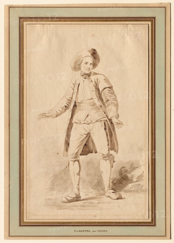 The Actor Clairval, 18th century. Étienne Aubry (French, 1745-1781). Sepia ink and wash with graphite; sheet: 35.7 x 22.4 cm (14 1/16 x 8 13/16 in.).