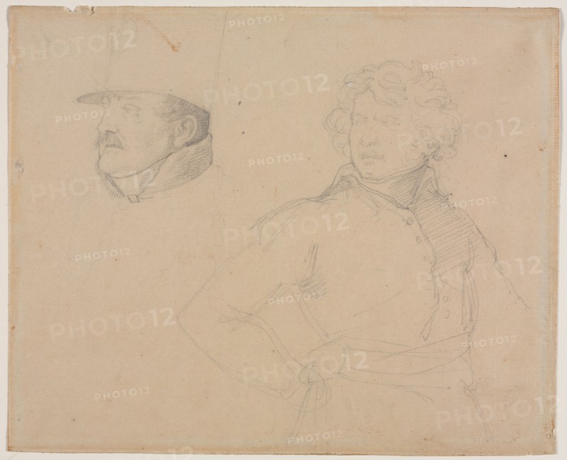 Study of Two Soldiers, 1818-1819. Théodore Géricault (French, 1791-1824). Pencil on white laid paper, pasted on cardboard; overall: 22.5 x 27.6 cm (8 7/8 x 10 7/8 in.).