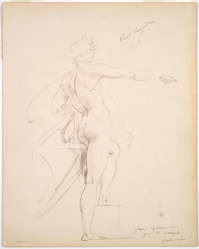 Study of Apollo for Marsyas (recto); Face in Profile (verso), late 1860s. Paul Baudry (French, 1828-1886). Pen and brown ink; sheet: 26.7 x 20.6 cm (10 1/2 x 8 1/8 in.).