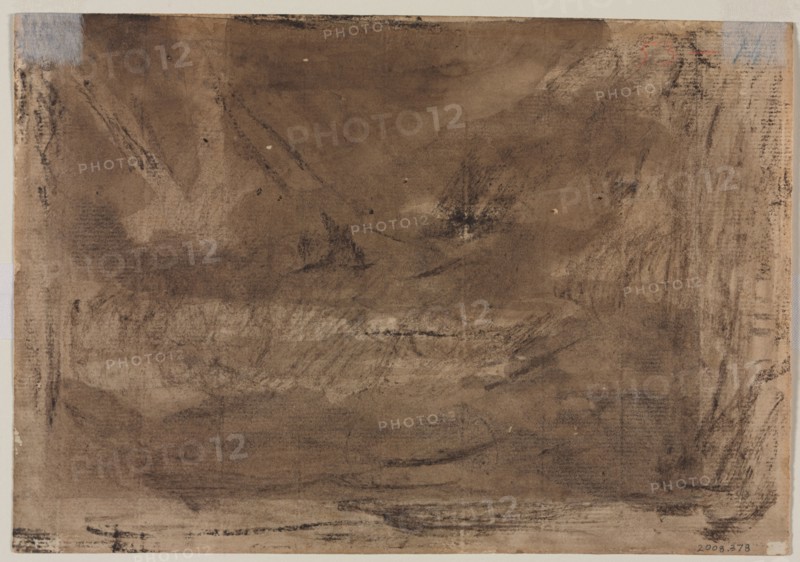 Compositional Study? (possibly for "Poussin’s Deluge") (verso), c. 1816. Théodore Géricault (French, 1791-1824). Brown wash and black crayon; sheet: 18 x 26.2 cm (7 1/16 x 10 5/16 in.).