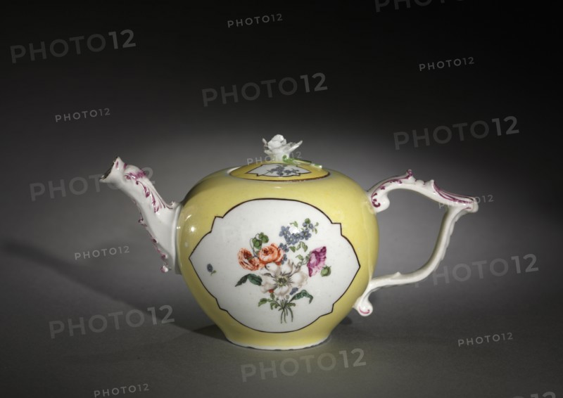 Teapot (yellow and decorated with floral design), c. 1750-1770. Meissen Porcelain Factory (German). Porcelain; overall: 12 x 43.5 x 19.5 cm (4 3/4 x 17 1/8 x 7 11/16 in.).