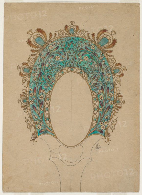 Design for a Hand Mirror, c. 1900-1902. Félix Bracquemond (French, 1833-1914). Ink on paper; sheet: 32.1 x 23.2 cm (12 5/8 x 9 1/8 in.); framed: 62 x 45 cm (24 7/16 x 17 11/16 in.).