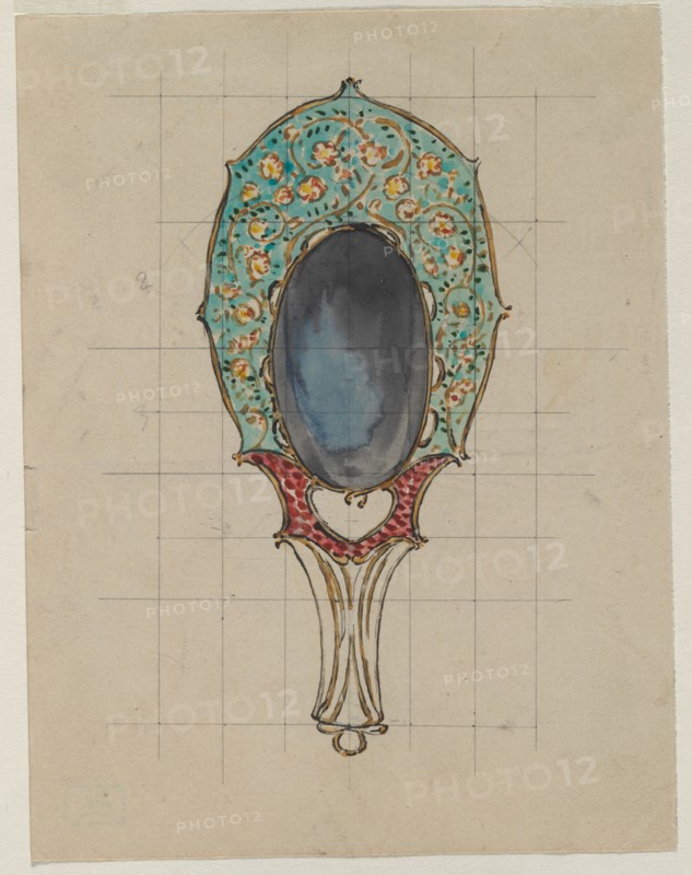 Design for a Hand Mirror, c. 1900-1902. Félix Bracquemond (French, 1833-1914). Ink on paper; sheet: 18 x 13.8 cm (7 1/16 x 5 7/16 in.); framed: 62 x 45 cm (24 7/16 x 17 11/16 in.).