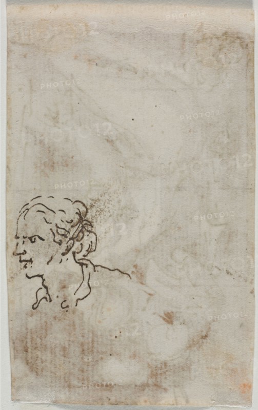 Figure Studies (verso), c. 1640-1649. Salvator Rosa (Italian, 1615-1673). Pen and brown ink and wash; sheet: 10.3 x 6.4 cm (4 1/16 x 2 1/2 in.).