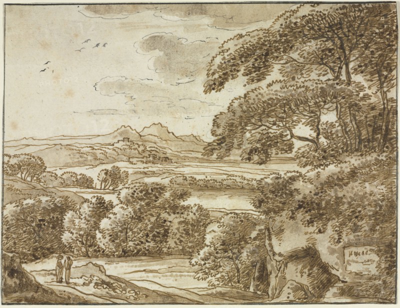 Landscape, c 1780. Franz Kobell (German, 1749-1822). Pen and ink with wash;