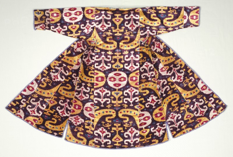 Woman’s robe, 1850-1875. Uzbekistan, Bukhara. Velvet ikat: silk; overall: 132.1 x 150 cm (52 x 59 1/16 in.)