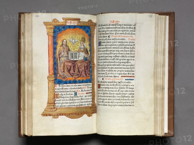 Printed Book of Hours (Use of Rome):  fol. 95r, The Trinity, 1510. Guillaume Le Rouge (French, Paris, active 1493-1517). 112 Printed folios on parchment, bound