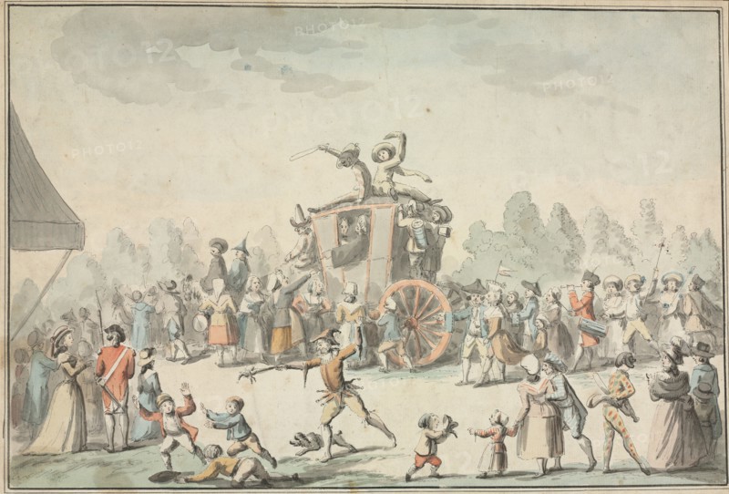 Scène de Carnaval. Philibert Louis Debucourt (French, 1755-1832). Pen and black ink and watercolor; sheet: 30.6 x 44.5 cm (12 1/16 x 17 1/2 in.).