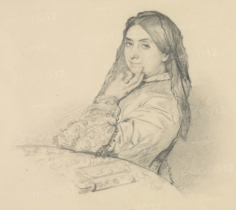 Portrait of his Mother, 1851. Henri Lehmann (French, 1814-1882). Graphite with slight red chalk on cream wove paper pasted down on heavy-weight cream wove paper; page from album; sheet: 25.3 x 32.3 cm (9 15/16 x 12 11/16 in.).