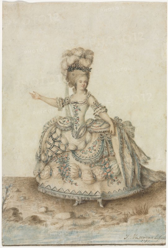 Costume Study for Opera Singer, 1781. Jean Michel Moreau le Jeune (French, 1741-1814). Watercolor and point of brush on cream laid paper; sheet: 26.1 x 17.8 cm (10 1/4 x 7 in.).