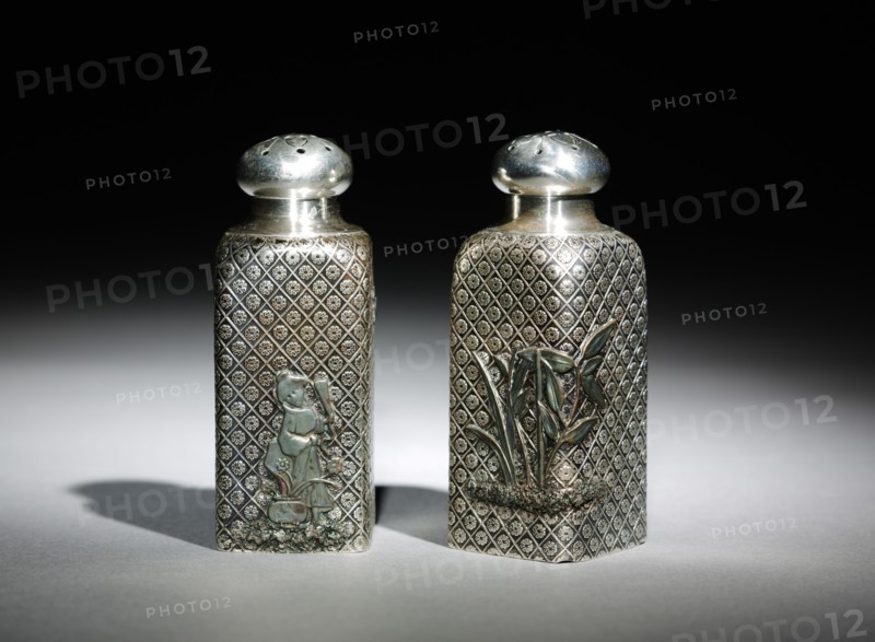 Salt and Pepper Shakers, c.1875-1885. Gorham Manufacturing Company (American, founded 1831). Silver and mixed metals; overall: 7.5 x 3 x 3 cm (2 15/16 x 1 3/16 x 1 3/16 in.).