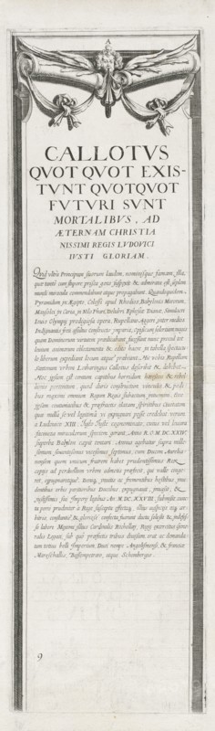 The Siege of La Rochelle: Plate 8, 1628-1630. Assistant of Jacques Callot (French, 1592-1635). Engraving; sheet: 64.8 x 20.5 cm (25 1/2 x 8 1/16 in.); platemark: 57.4 x 16.5 cm (22 5/8 x 6 1/2 in.).