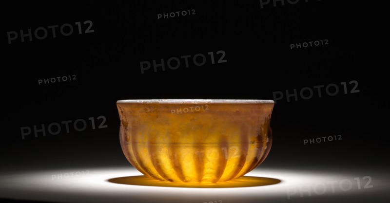 Ribbed Glass Bowl, 1st century. Roman, 1st century. Glass; diameter: 6.5 cm (2 9/16 in.).